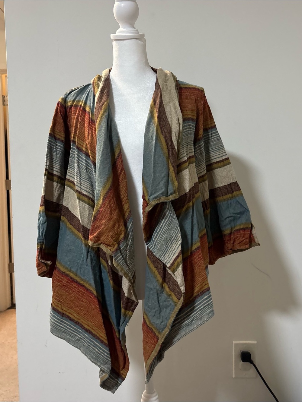 Woolrich Pemberton Striped Open-Front Draped Cardigan